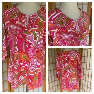 Soft Surroundings Embellished Stretch Top SZ PM